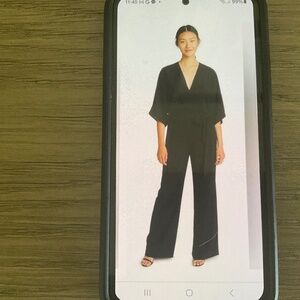 Halston Heritage black wide leg wrap front jumpsuit size 0